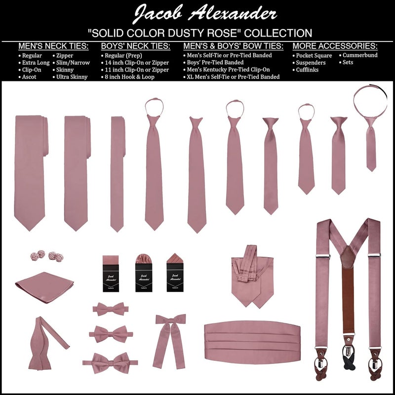 Jacob Alexander Boy's 11" Pretied Solid Color Zipper Tie - Image 4
